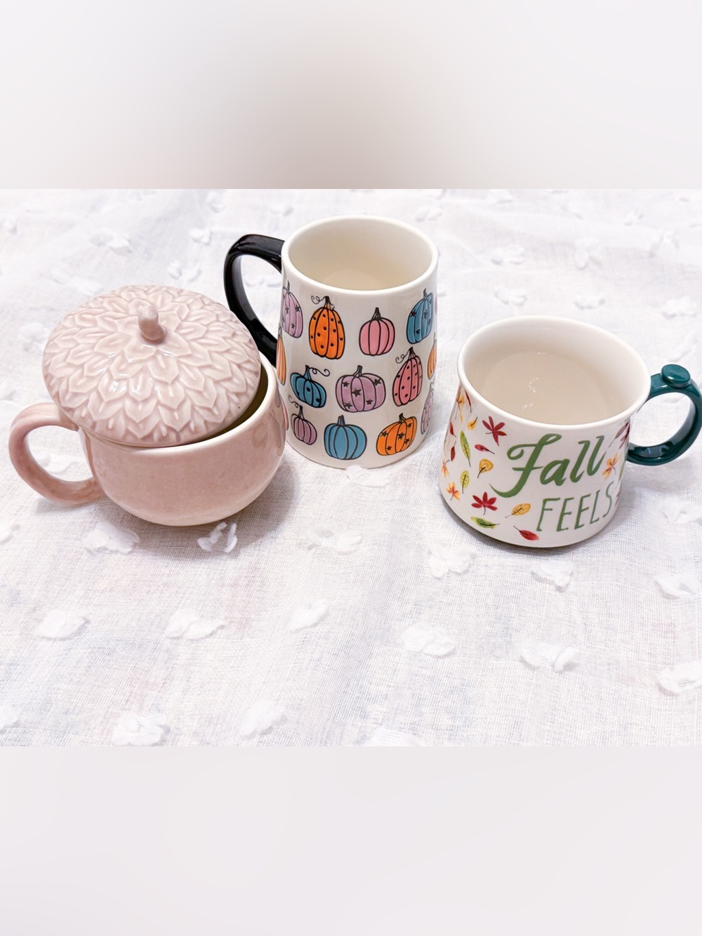 New! 3 Anthropologie fall theme hand painted mugs